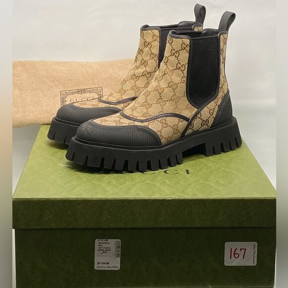 Gucci Men's Novo GG Canvas Chelsea Boots size 8/us size 9 - Picture 12 of 14